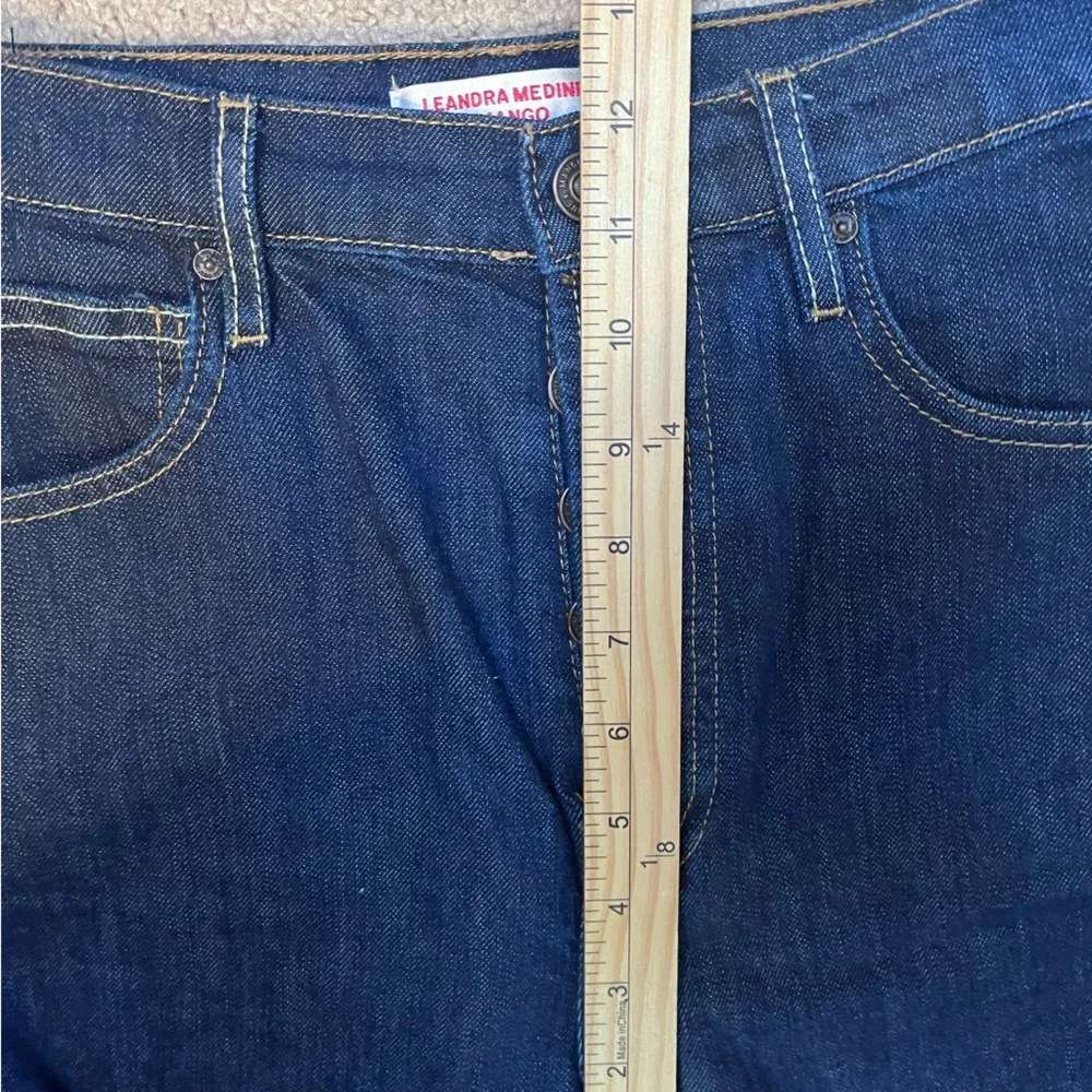 Leandra Medine X Mango Button Fly Dark Denim Jeans Women’s 4 Straight Hi Rise - Picture 11 of 14